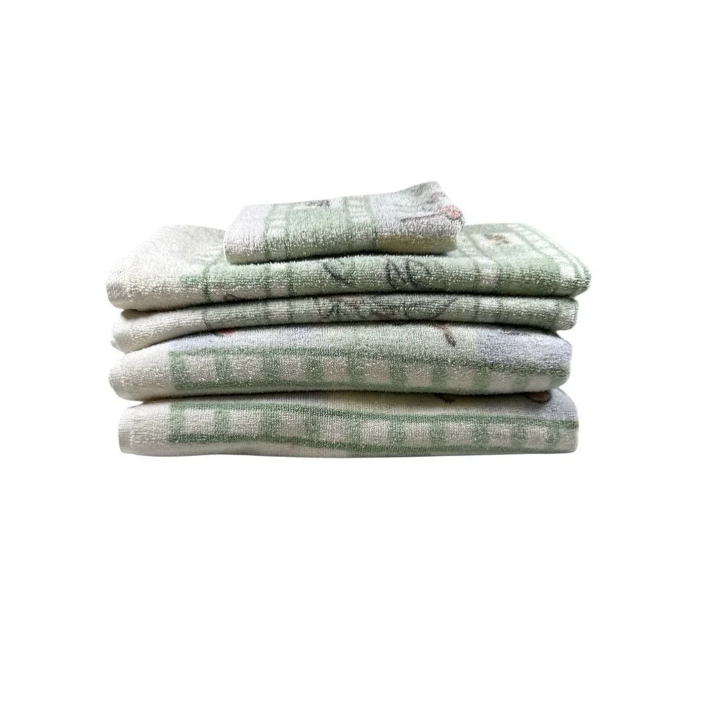 Vtg 1888 Mills‎ Highlands 5 pc Decorative Towel Set Christmas Holly Cotton USA